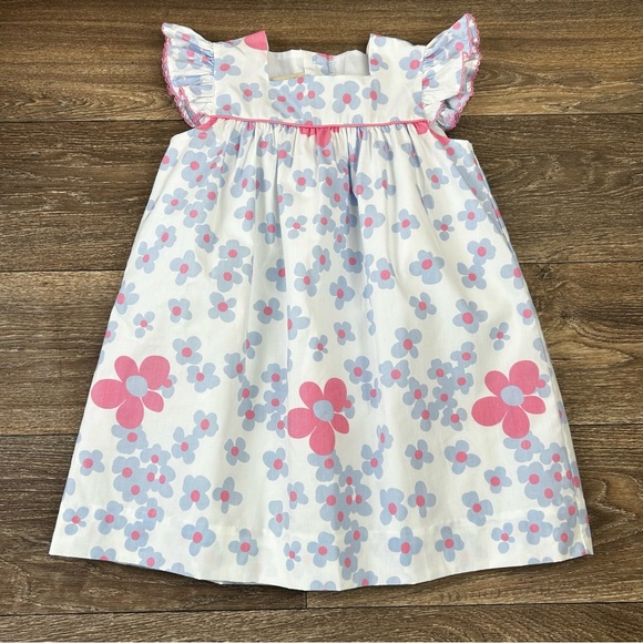 The Beaufort Bonnet Company Other - The Beaufort Bonnet Co Rosemary Ruffle Floral Print Hot Pink Trim Dress 4T